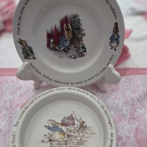 Vtg Wedgwood Peter Rabbit Ceramic Plate And Bowl